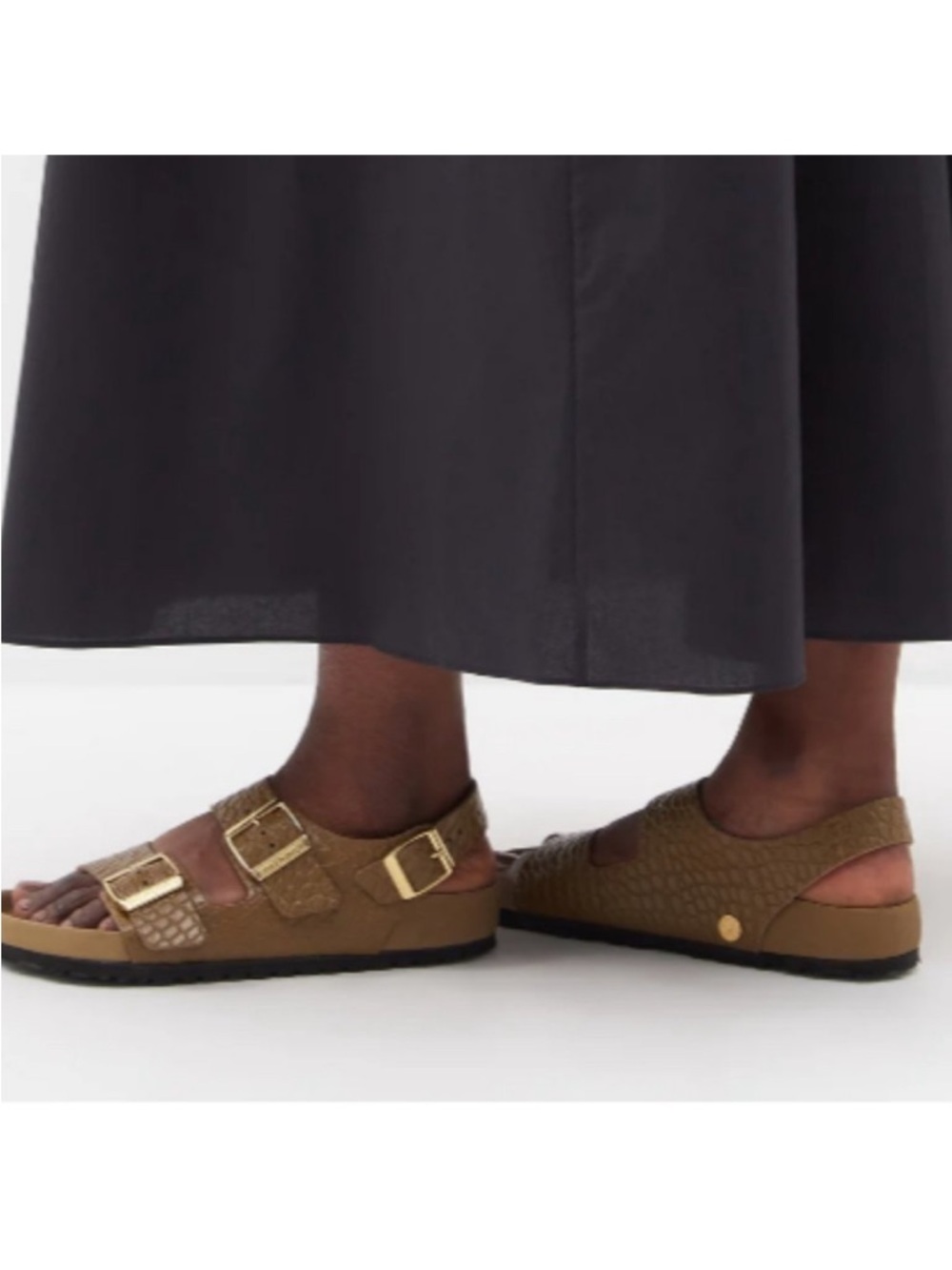NEW Birkenstock Croc Embossed Leather Milano Crocodile Olive Mud Green 42 11